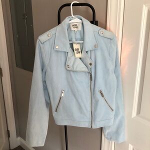 Outer Edge Light Blue Suede Jacket with Silver Accents